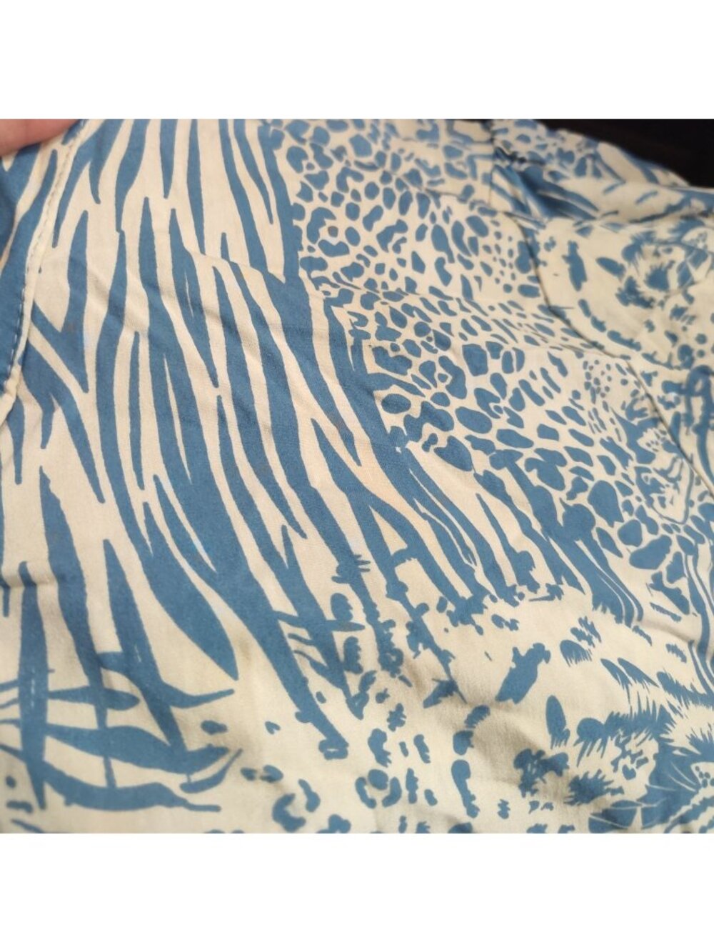 Bognar Blu Long Sleeve Blue Animal Print Midi Dress Women Size M Tassel Fringe - Picture 9 of 9
